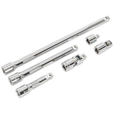 Sealey AK7690 3/8 Drive 6 Piece Wobble Rigid Extension Bar Adaptor and Universal Joint Set