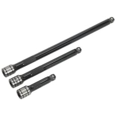 Sealey AK7691 3/8 Drive 3 Piece Wobble Rigid Extension Bar Adaptor and Universal Joint Set