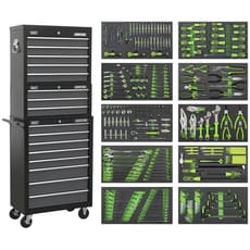 Sealey American Pro 16 Drawer Roller Cabinet, Mid and Top Tool Chests + 420 Piece Tool Kit