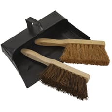 Sealey 3 Piece Metal Dustpan and Brush Set