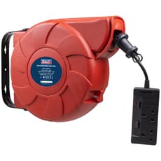 Sealey 2 Socket Wall Mount Cable Extension Reel 240v