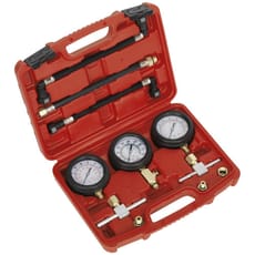 Sealey 3 Piece Motorcycle Compression and Fuel Pressure Gauge Set