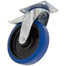 Sealey Heavy-Duty Blue Elastic Rubber Swivel Castor Wheel and Total Lock