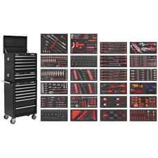 Sealey 14 Drawer Superline Pro Roller Cabinet Combo and 447 Piece Tool Kit