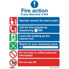 Sealey Rigid Plastic Fire Action With Lift Sign