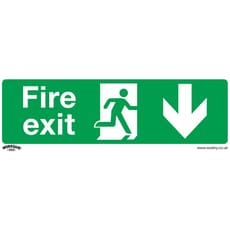 Sealey Self Adhesive Vinyl Fire Exit Arrow Down Sign