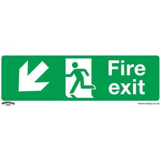 Sealey Self Adhesive Vinyl Fire Exit Arrow Down Left Sign Pack of 10