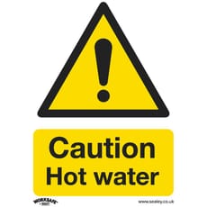 Sealey Self Adhesive Vinyl Caution Hot Water Sign