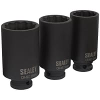 Sealey 3 Piece 1/2" Drive Bi Hexagon Hub Nut Impact Socket Set 
