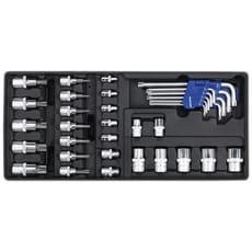 Sealey 35 Piece Torx Key, Socket Bit and Combination Drive Socket Set in Module Tray