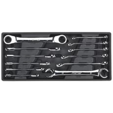 Sealey 12 Piece Flare Nut and Ratchet Ring Spanner Set Metric in Module Tray