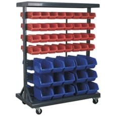 Sealey Mobile Bin Storage System and 94 Bins