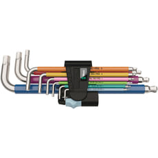 Wera 9 Piece Stainless Steel Colour Coded Ball End Hexagon Allen Key Set Metric