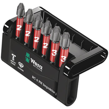 Wera Impaktor 6 Piece Bit-Check Impact Phillips Screwdriver Bit Set