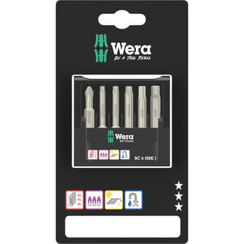 Wera 6 Piece Phillips, Hexagon & Torx HVAC Screwdriver Bit Set